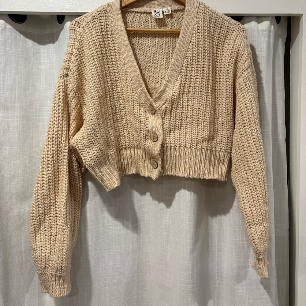 Roxy Cream Cropped Cardigan
